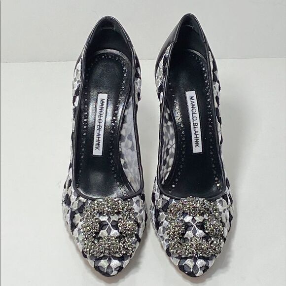 Manolo Blahnik Hangisi 105 Embellished Embroidered Pumps size 36 - Picture 3 of 14
